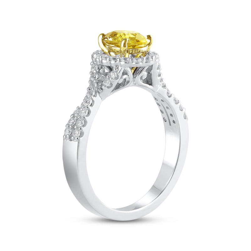 Lab-Created Diamonds by Yellow & White Oval-Cut Engagement Ring 1-1/2 ct tw White Gold Plated
