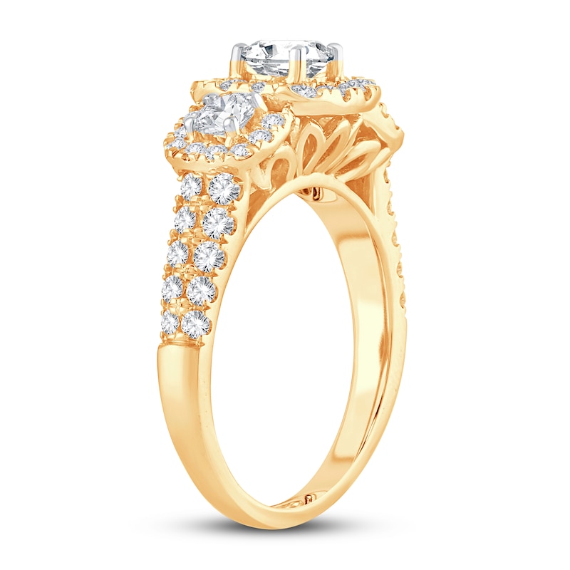 Diamond Engagement Ring 1-1/2 ct tw Round-cut Yellow Gold Plated