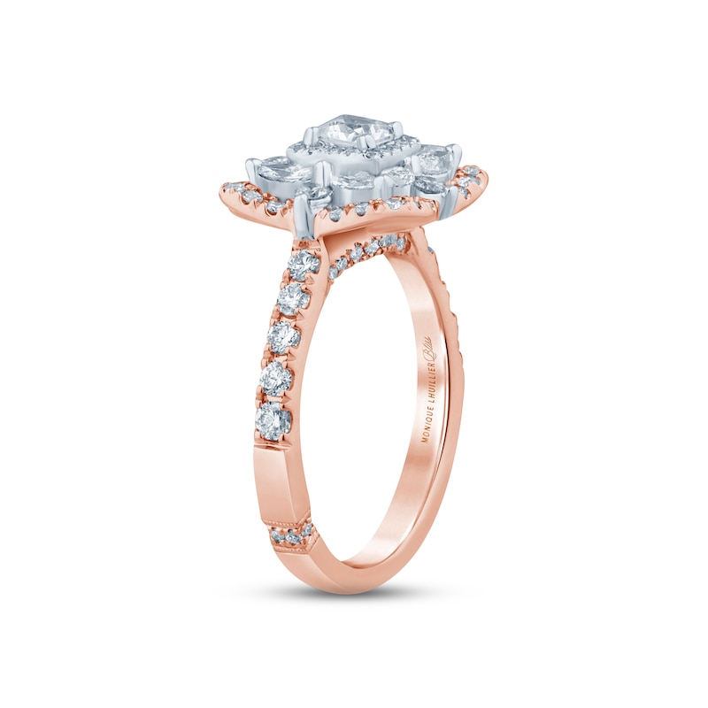 Monique Lhuillier Bliss Diamond Engagement Ring 1-3/8 ct tw Princess, Marquise & Round-cut Two-Tone Gold Plated