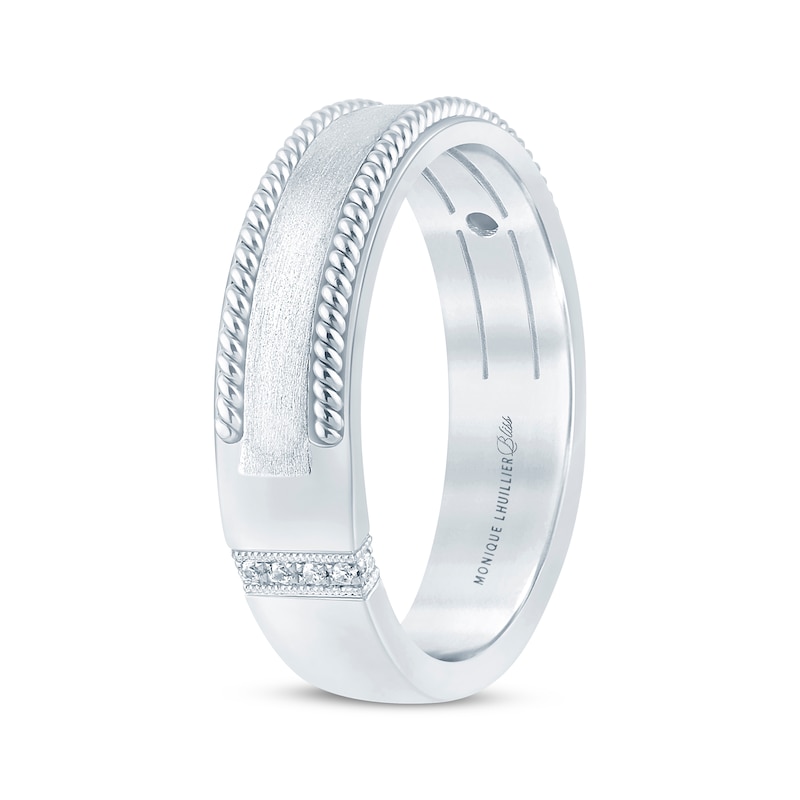 Monique Lhuillier Bliss Men's Diamond Accent Wedding Ring White Gold Plated