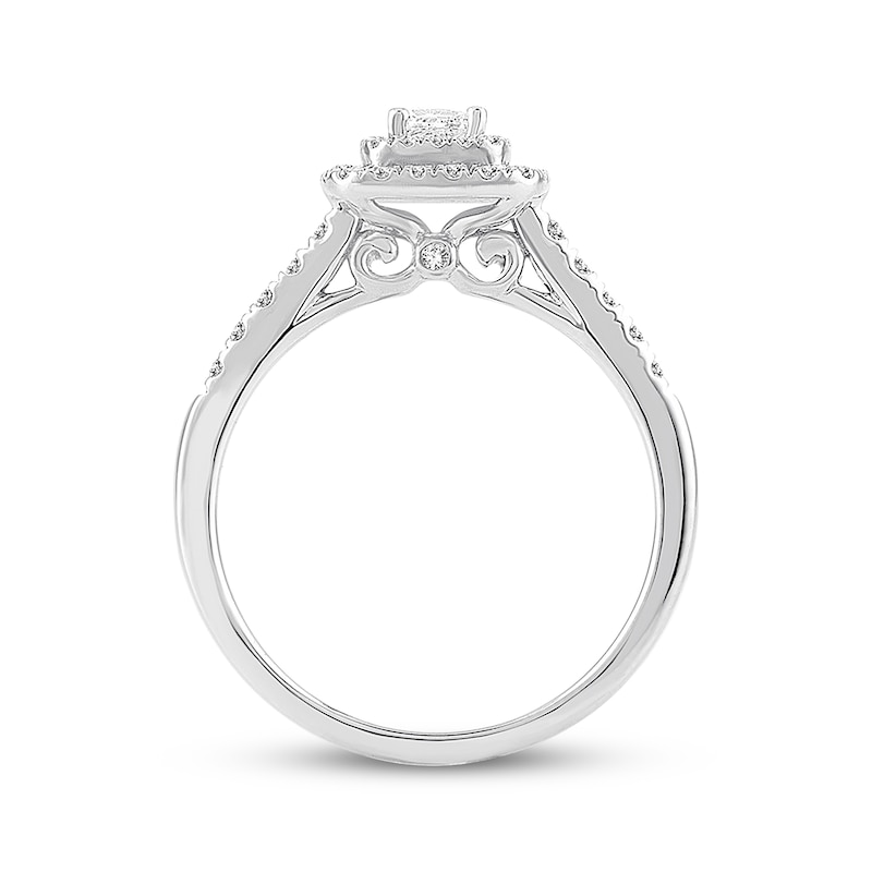Diamond Engagement Ring 1/2 ct tw Princess & Round-cut White Gold Plated