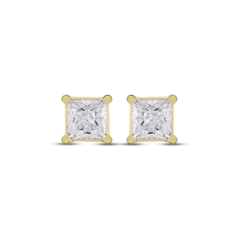 Lab-Created Diamonds by Princess-Cut Solitaire Stud Earrings 1-1/2 ct tw Yellow Gold Plated