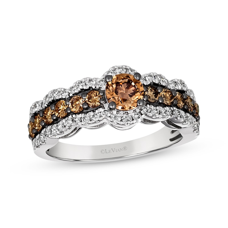 Le Vian Chocolate Waterfall Diamond Ring 1-1/3 ct tw Vanilla Gold Plated