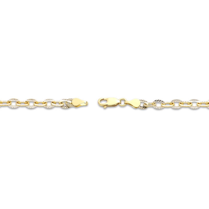 Diamond-Cut 4.3mm Solid Cable Chain Bracelet Yellow Gold Plated 7.5"