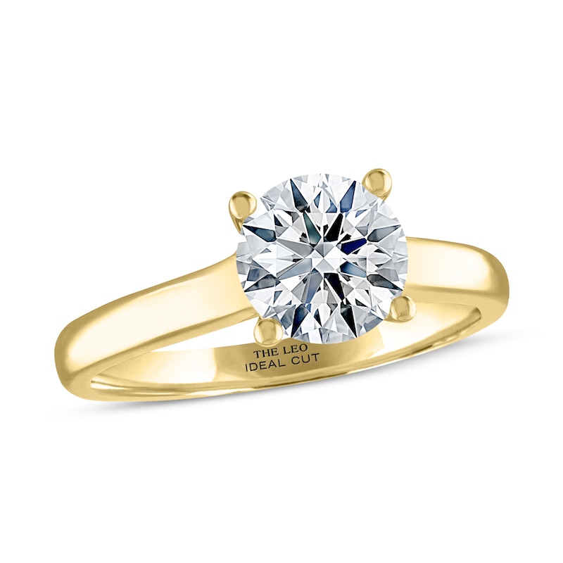 THE LEO Ideal Cut Diamond Solitaire Engagement Ring 1-1/2 ct tw Yellow Gold Plated
