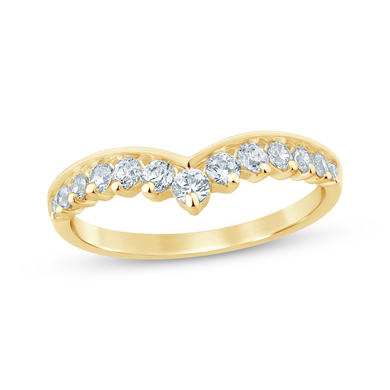 Diamond Chevron Anniversary Band 1/2 ct tw Yellow Gold Plated