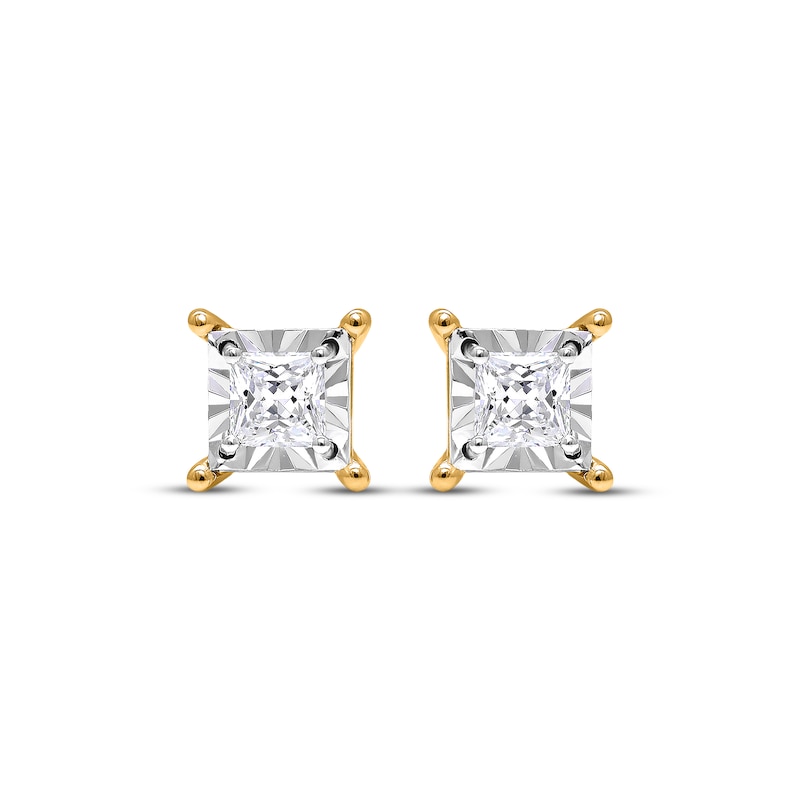 Radiant Reflections Princess-Cut Diamond Solitaire Earrings 1 ct tw Yellow Gold Plated