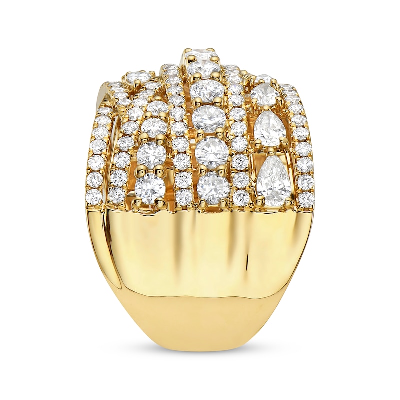 Pear-Shaped & Round-Cut Multi-Diamond Statement Ring 2-1/2 ct tw Yellow Gold Plated