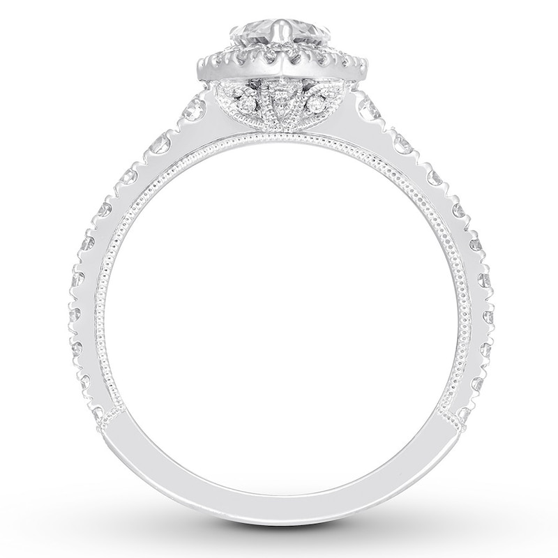 Neil Lane Premiere Diamond Engagement Ring 1-1/2 ct tw Pear & Round-cut White Gold Plated