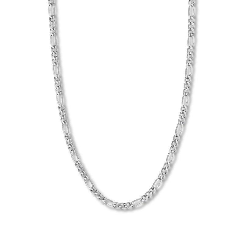 20" Solid Figaro Link Chain White Gold Plated Appx. 5.8mm