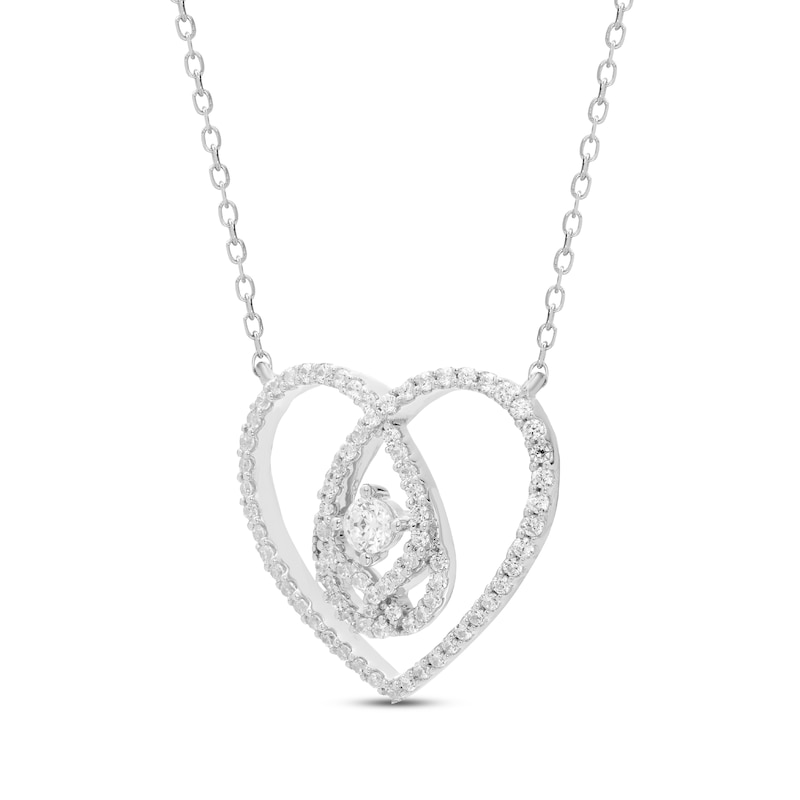 Love Entwined Diamond Heart Necklace 1/2 ct tw White Gold Plated 18"