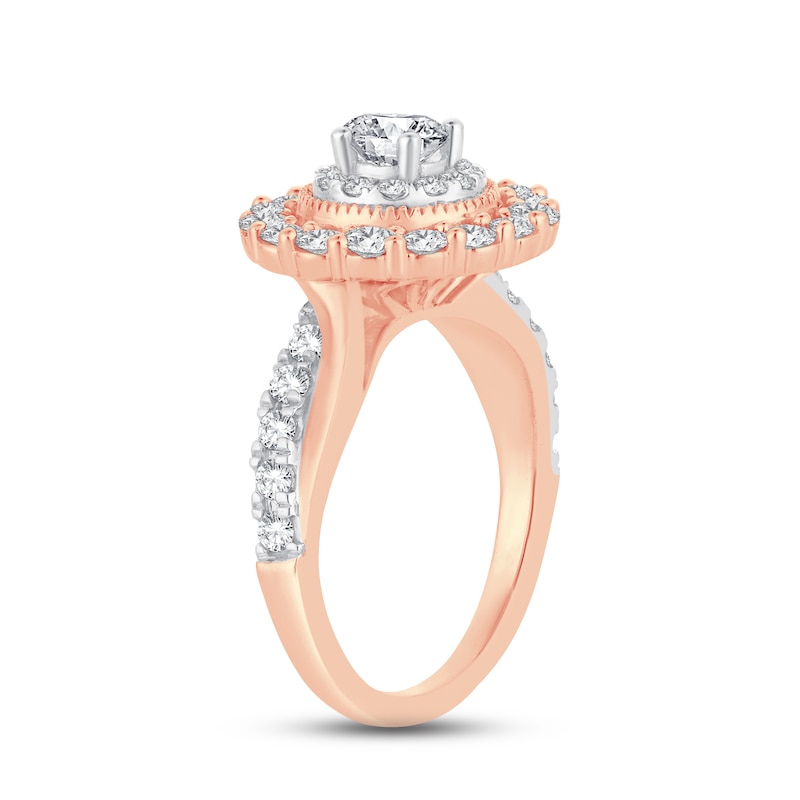 Diamond Engagement Ring 1-1/2 ct tw Round-cut Rose Gold Plated