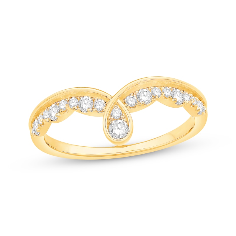 Diamond Scalloped Contour Enhancer Ring 1/3 ct tw Yellow Gold Plated