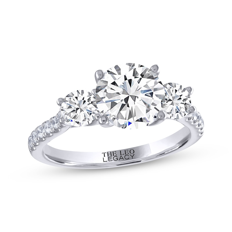 THE LEO Legacy Lab-Created Diamond Three-Stone Engagement Ring 2-3/4 ct tw White Gold Plated