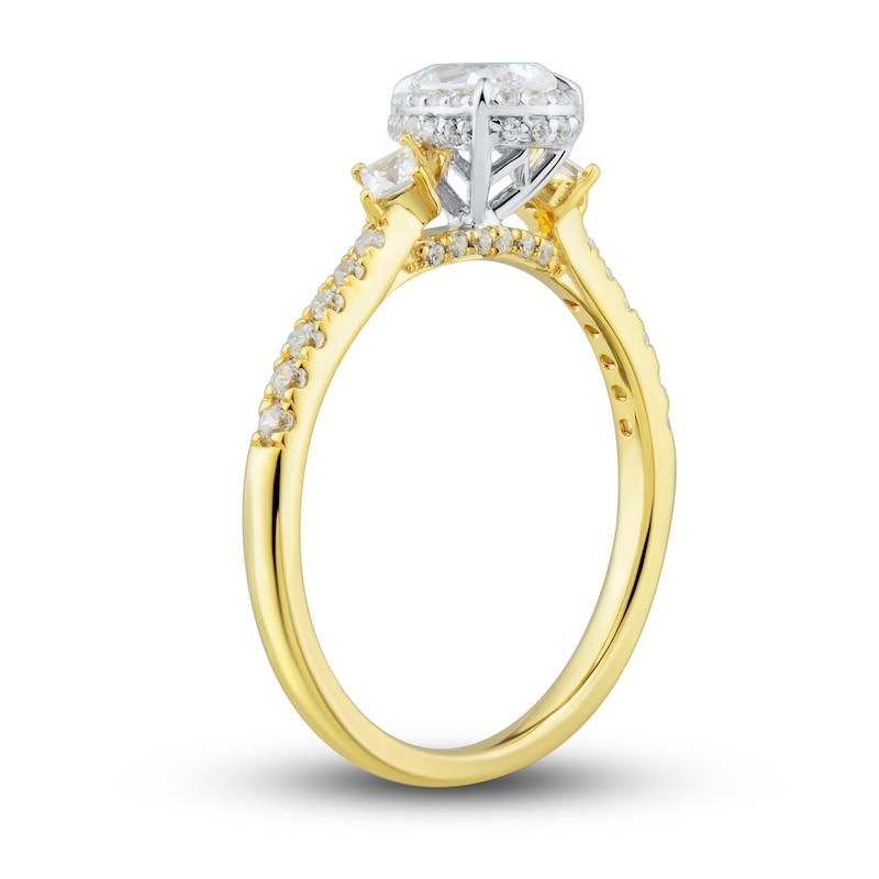 Three-Stone Diamond Engagement Ring 3/4 ct tw Pear/Princess/Round-Cut Yellow Gold Plated