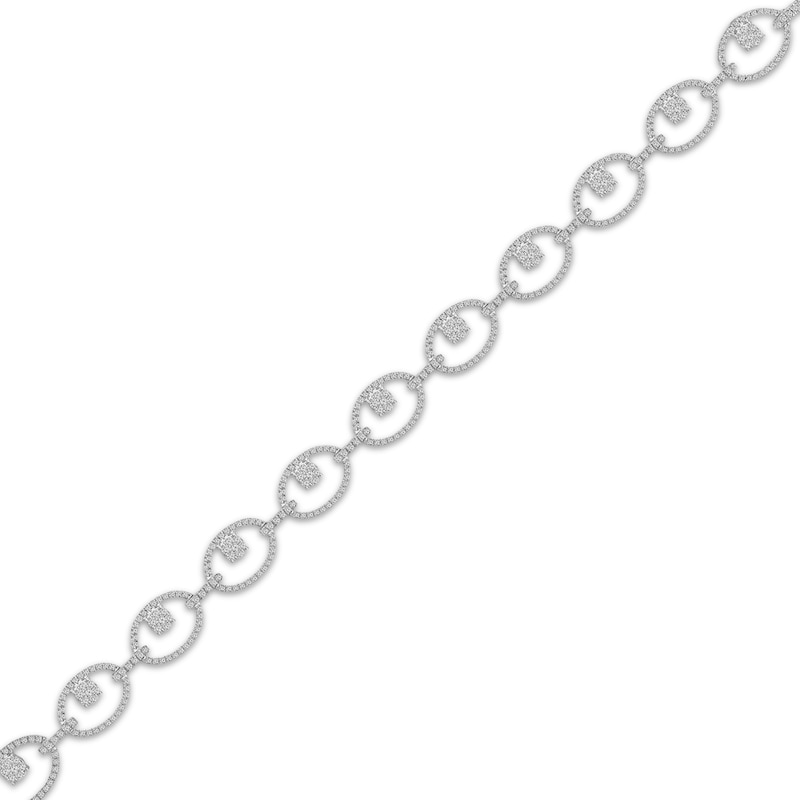 Diamond Oval-Link Bracelet 2 ct tw White Gold Plated 7"