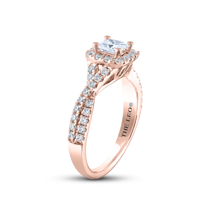 THE LEO Diamond Engagement Ring 1-1/8 ct tw Princess & Round-cut Rose Gold Plated