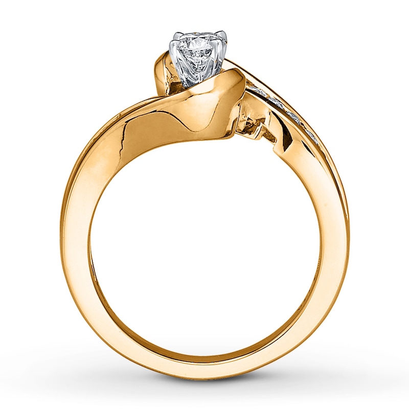 Diamond Engagement Ring 3/4 ct tw Round-cut Two-Tone Gold Plated