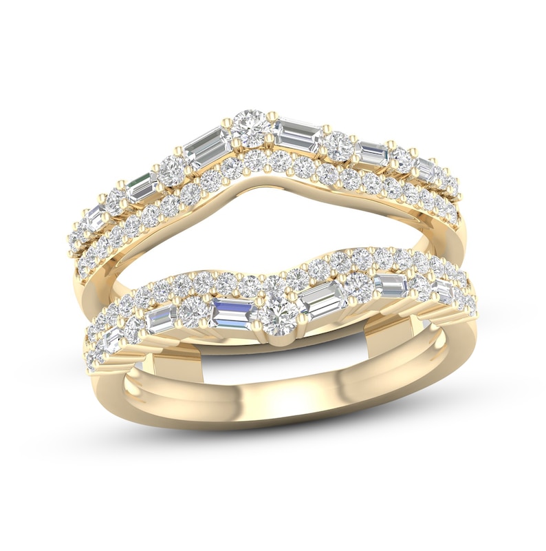 Diamond Enhancer Band 3/4 ct tw Round/Baguette Yellow Gold Plated