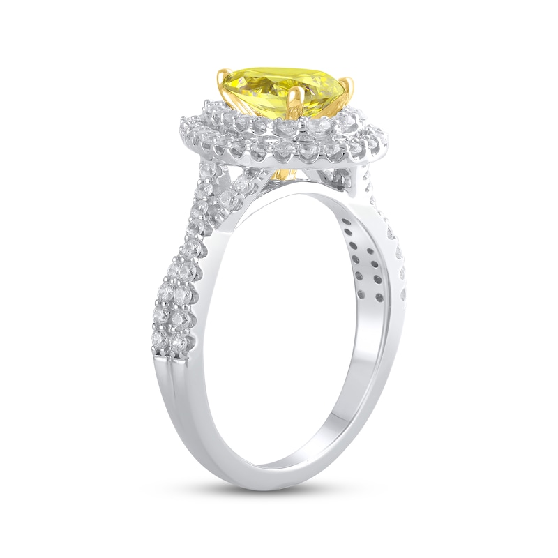 Lab-Created Diamonds by Yellow & White Pear Shaped Engagement Ring 1-3/4 ct tw White Gold Plated