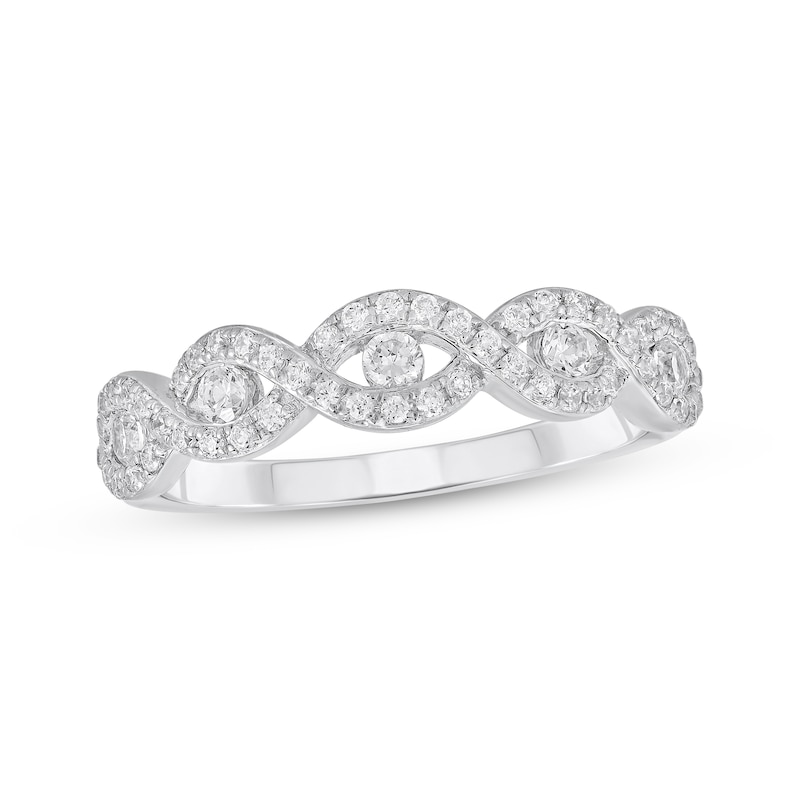 Diamond Anniversary Ring 1/2 ct tw Round-cut White Gold Plated