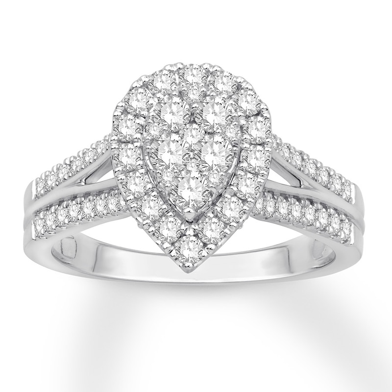 Diamond Engagement Ring 1 ct tw Round-cut White Gold Plated