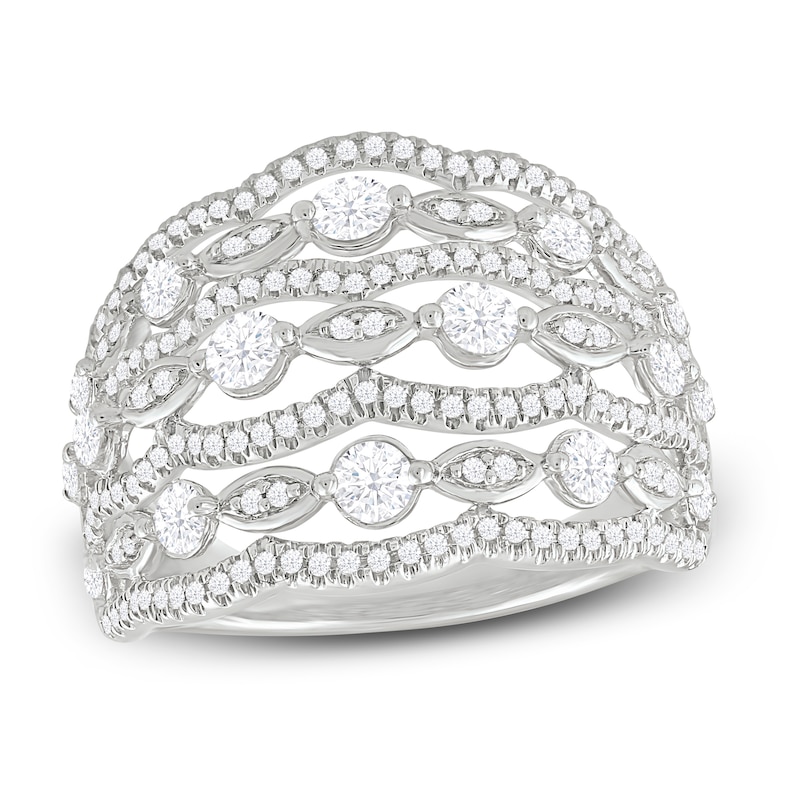 Diamond Lace Ring 1 ct tw Round-cut White Gold Plated