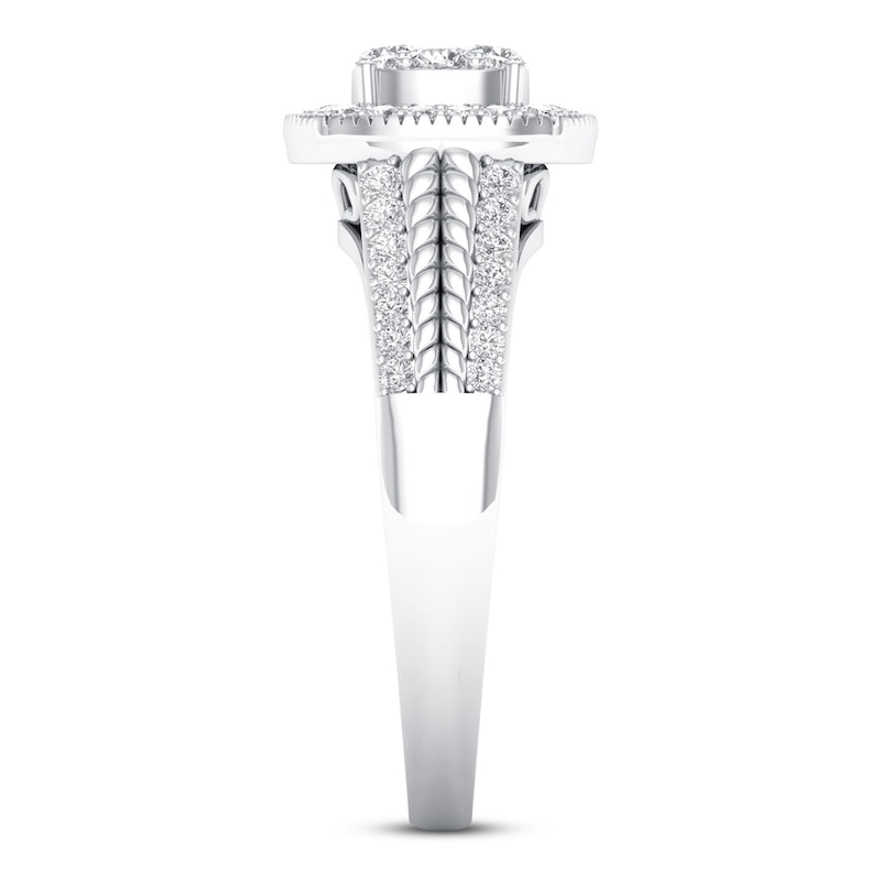 Diamond Engagement Ring 3/8 ct tw Round-cut White Gold Plated