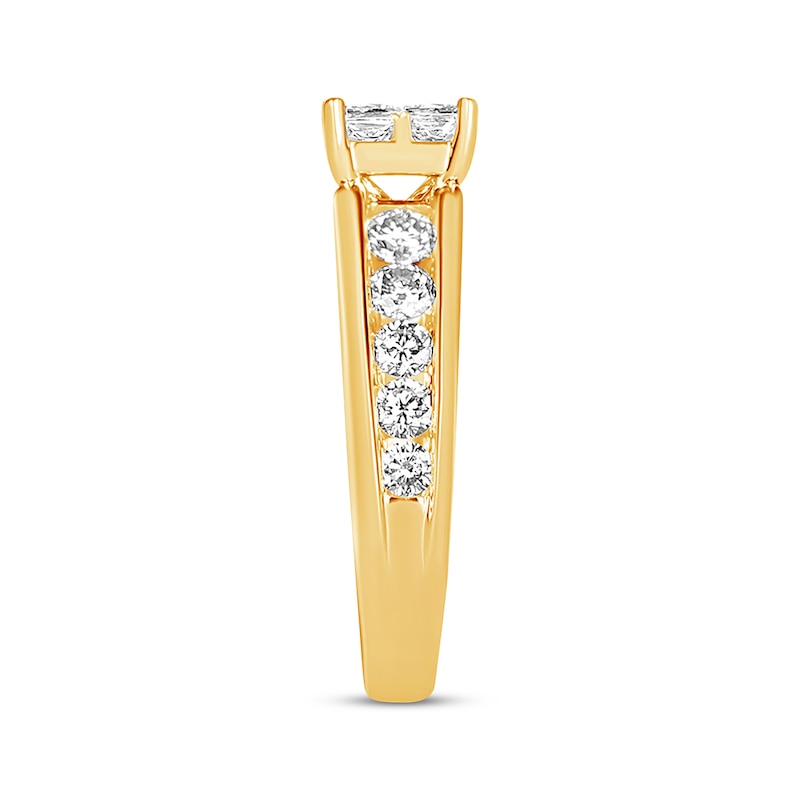 Princess-cut Diamond Engagement Ring 1-7/8 ct tw Yellow Gold Plated
