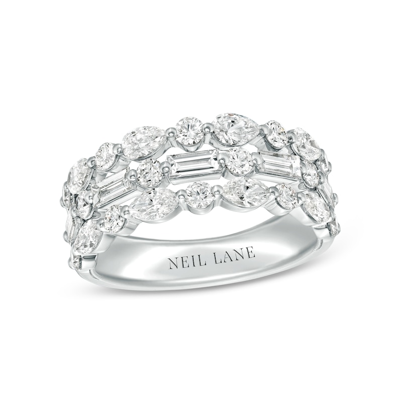 Neil Lane Premiere Diamond Anniversary Ring 2 ct tw Round/Pear/Baguette White Gold Plated