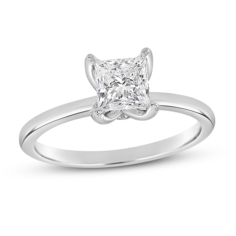 Diamond Solitaire GIA-graded Engagement Ring 1 ct tw Princess-cut White Gold Plated