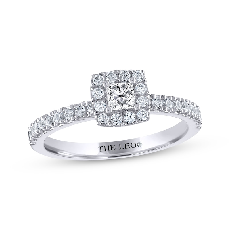 THE LEO Diamond Engagement Ring 1/2 ct tw Princess & Round-cut White Gold Plated