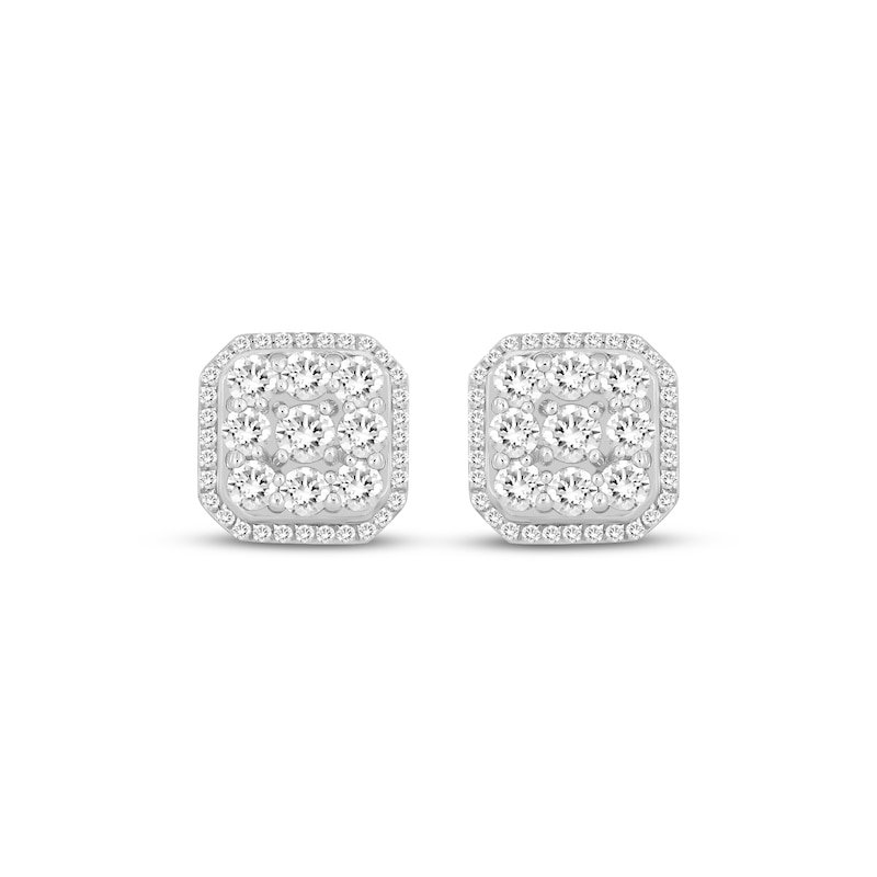 Men's Multi-Diamond Chain Link Accent Octagon Stud Earrings 1 ct tw Yellow Gold Plated