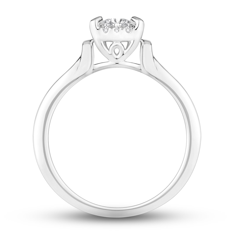 Diamond Engagement Ring 5/8 ct tw Princess & Round-cut White Gold Plated