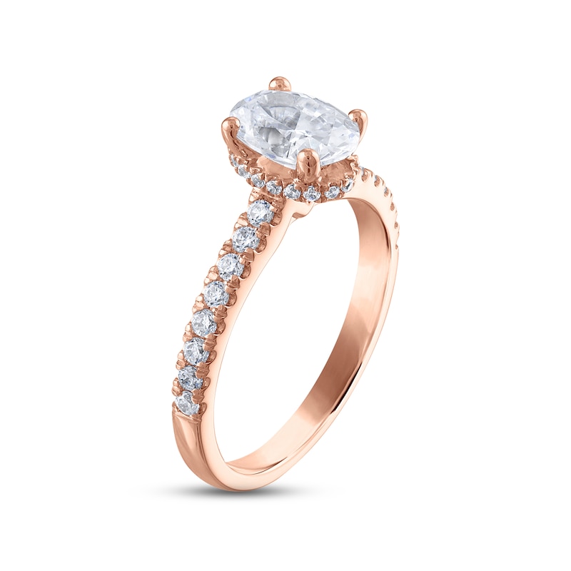 Diamond Engagement Ring 1-1/3 ct tw Oval & Round-cut Rose Gold Plated
