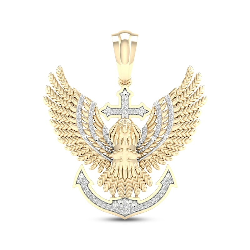 Men's Eagle & Anchor Diamond Pendant 1/5 ct tw Round-cut Yellow Gold Plated