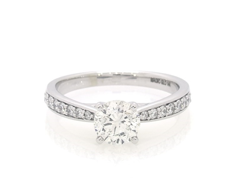 Diamond Engagement Ring 1-1/5 ct tw Round-cut White Gold Plated