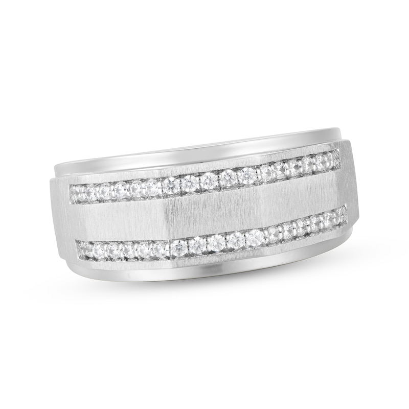 Men's Diamond Wedding Band 1/3 ct tw White Gold Plated