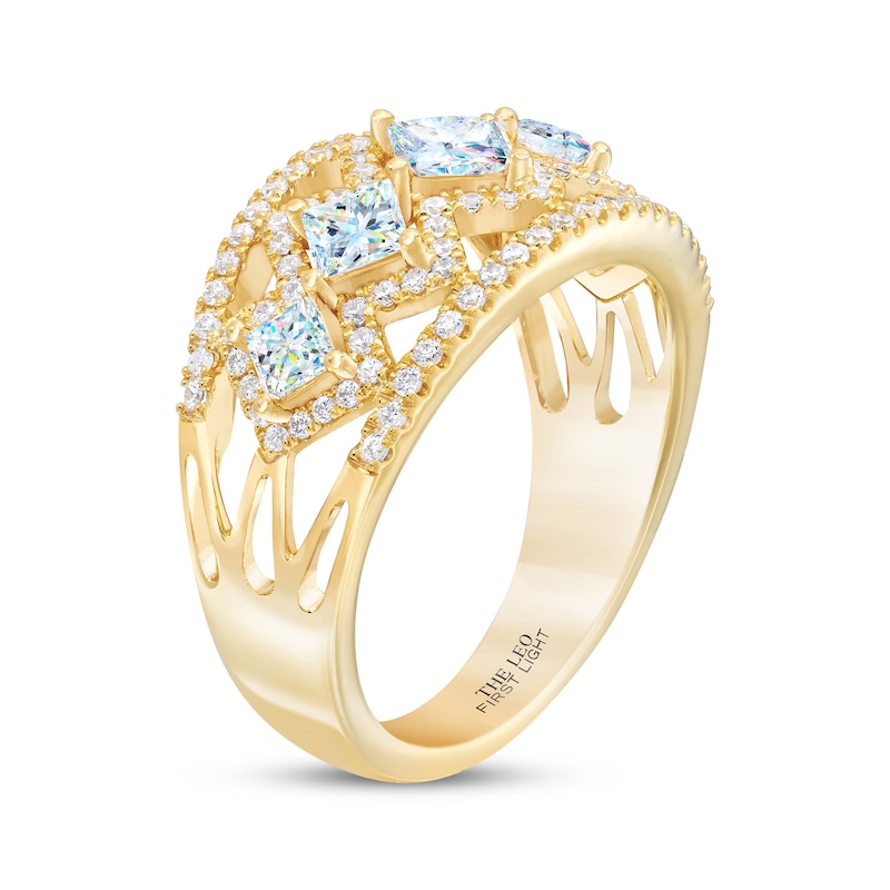 THE LEO First Light Diamond Princess-Cut Anniversary Band 1-1/2 ct tw Yellow Gold Plated