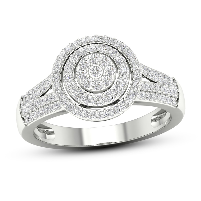 Diamond Engagement Ring 3/8 ct tw Round-cut White Gold Plated