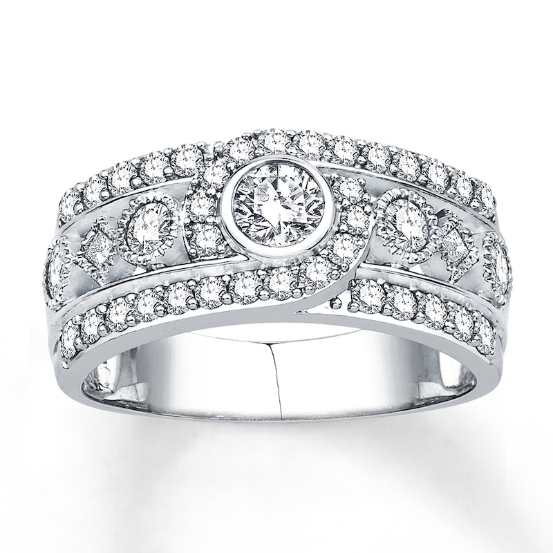 Diamond Anniversary Band 1 ct tw Princess & Round White Gold Plated
