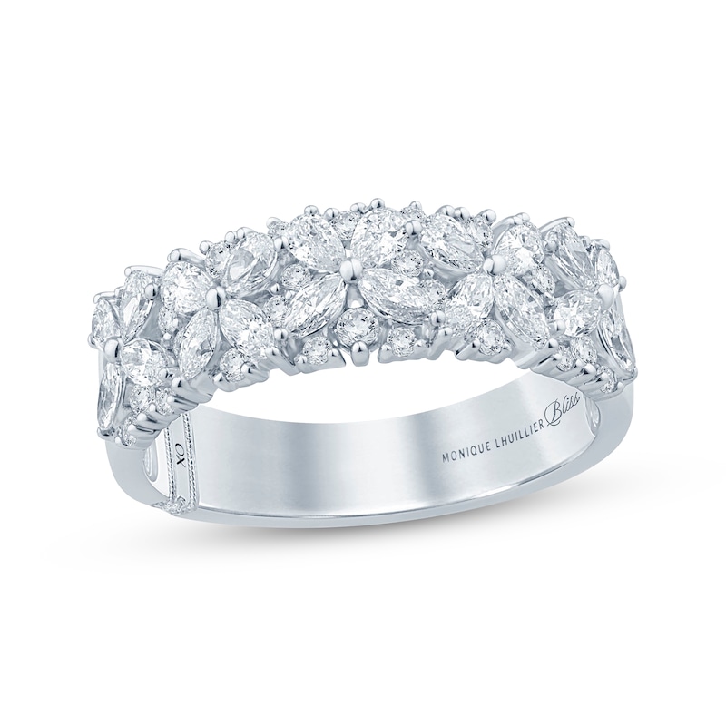 Monique Lhuillier Bliss Pear-Shaped, Marquise & Round-Cut Diamond Anniversary Ring 1 ct tw White Gold Plated