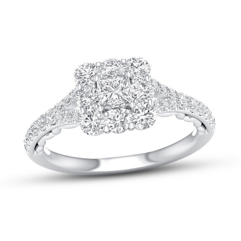 Certified Diamond Engagement Ring 1 ct tw White Gold Plated