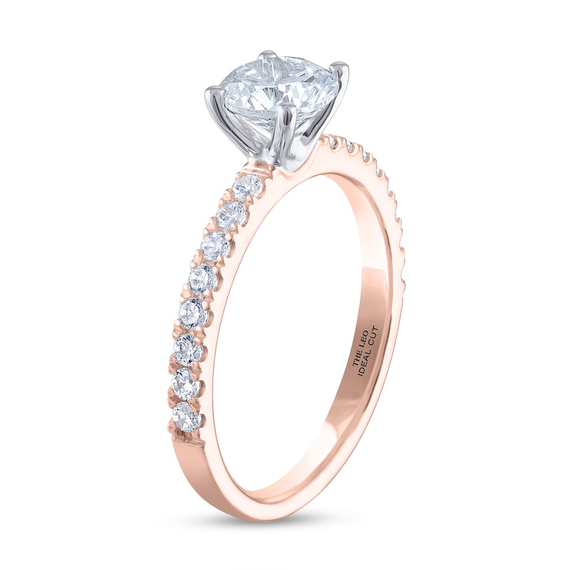 THE LEO Ideal Cut Diamond Engagement Ring 1-1/4 ct tw Rose Gold Plated