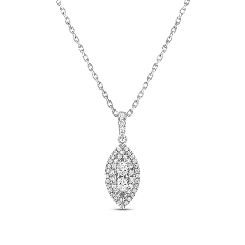 Forever Connected Diamond Necklace 1/2 ct tw Pear & Round-cut White Gold Plated 18"