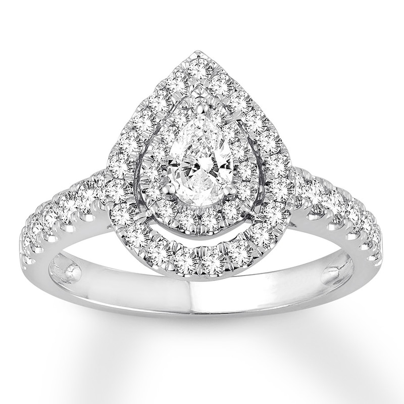 Pear-Shaped Diamond Engagement Ring 1 ct tw Pear & Round-cut White Gold Plated