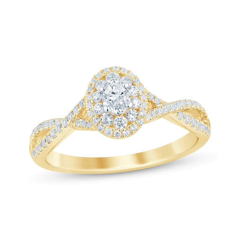 Oval-Cut Diamond Engagement Ring 1/2 ct tw Yellow Gold Plated