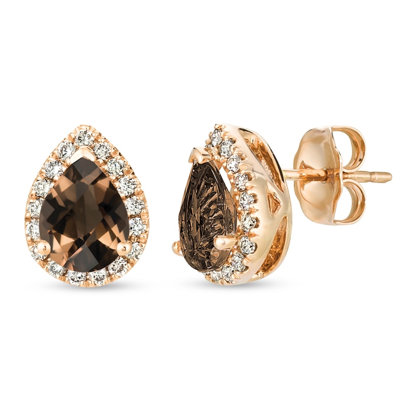 Le Vian Quartz & Diamond Earrings 1/4 ct tw Strawberry Gold Plated