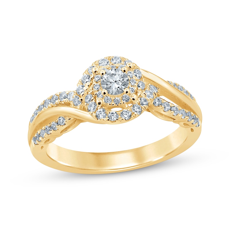 Diamond Engagement Ring 3/8 ct tw Round-cut Yellow Gold Plated