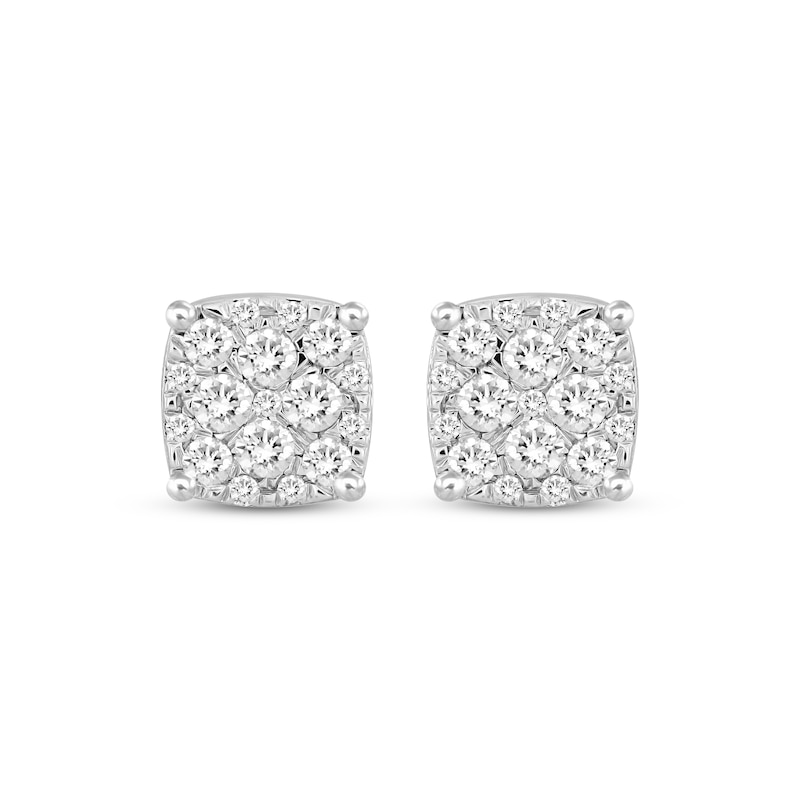 Men's Diamond Stud Earrings Round-cut White Gold Plated